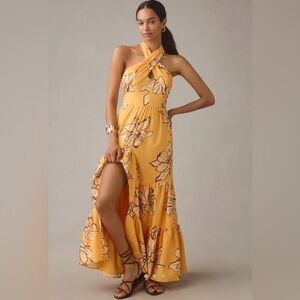 Anthropologie Hutch Floral Halter Maxi Dress